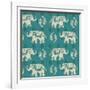 Woodcut Elephant Pattern B-Daphne Brissonnet-Framed Art Print