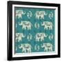 Woodcut Elephant Pattern B-Daphne Brissonnet-Framed Art Print