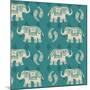 Woodcut Elephant Pattern B-Daphne Brissonnet-Mounted Art Print