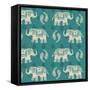 Woodcut Elephant Pattern B-Daphne Brissonnet-Framed Stretched Canvas