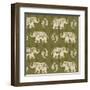 Woodcut Elephant Patterns-Daphne Brissonnet-Framed Art Print