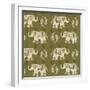 Woodcut Elephant Patterns-Daphne Brissonnet-Framed Art Print