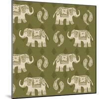 Woodcut Elephant Patterns-Daphne Brissonnet-Mounted Art Print