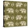 Woodcut Elephant Patterns-Daphne Brissonnet-Stretched Canvas