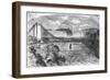 Woodcut Illustration of Charles Blondin Crossing Niagara River on Tightrope-null-Framed Giclee Print
