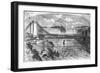 Woodcut Illustration of Charles Blondin Crossing Niagara River on Tightrope-null-Framed Giclee Print