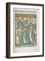 Woodcut Illustration of Marriage Ceremony from Medieval Book-null-Framed Giclee Print