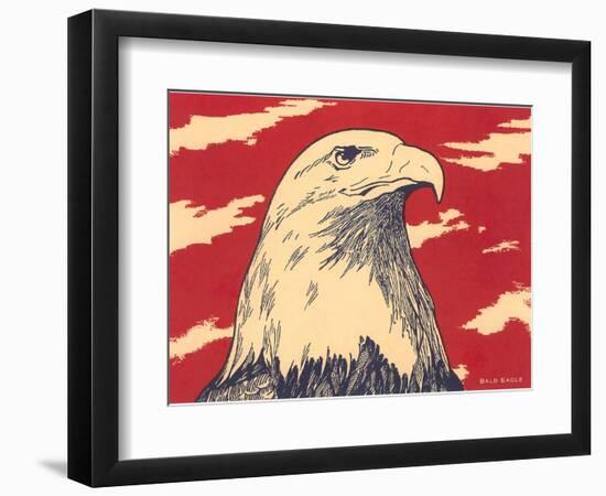 Woodcut of Bald Eagle-null-Framed Art Print