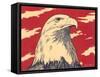 Woodcut of Bald Eagle-null-Framed Stretched Canvas