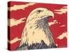 Woodcut of Bald Eagle-null-Stretched Canvas