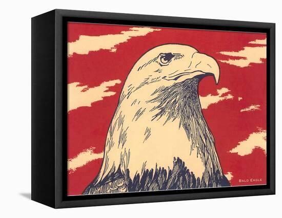 Woodcut of Bald Eagle-null-Framed Stretched Canvas