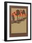 Woodcut of Camels and Nomad-null-Framed Giclee Print