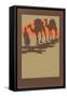 Woodcut of Camels and Nomad-null-Framed Stretched Canvas