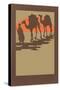 Woodcut of Camels and Nomad-null-Stretched Canvas