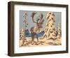 Woodcut of Caribou-null-Framed Art Print