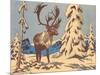 Woodcut of Caribou-null-Mounted Art Print