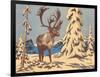 Woodcut of Caribou-null-Framed Art Print