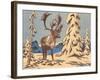 Woodcut of Caribou-null-Framed Art Print