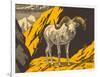 Woodcut of Dalls Sheep-null-Framed Art Print
