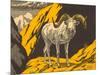Woodcut of Dalls Sheep-null-Mounted Art Print