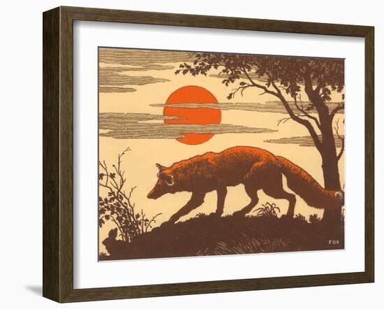 Woodcut of Fox-null-Framed Art Print