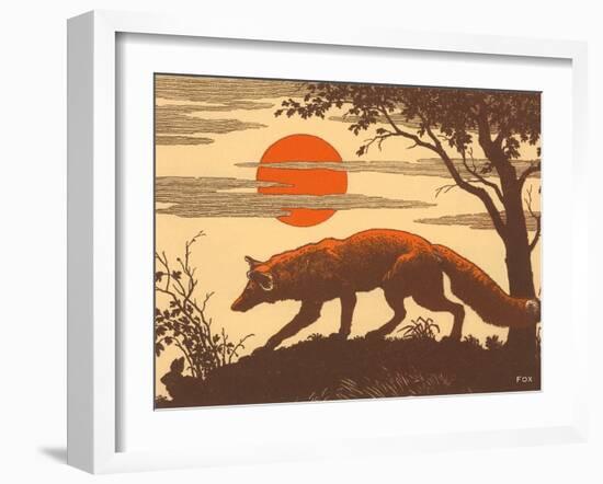 Woodcut of Fox-null-Framed Art Print