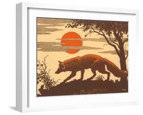 Woodcut of Fox-null-Framed Art Print