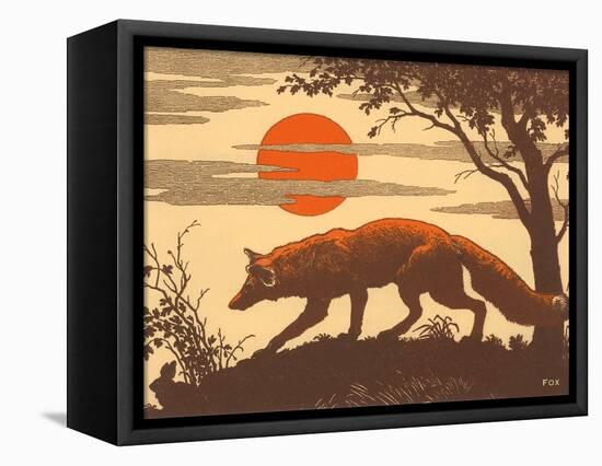 Woodcut of Fox-null-Framed Stretched Canvas