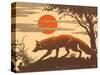 Woodcut of Fox-null-Stretched Canvas