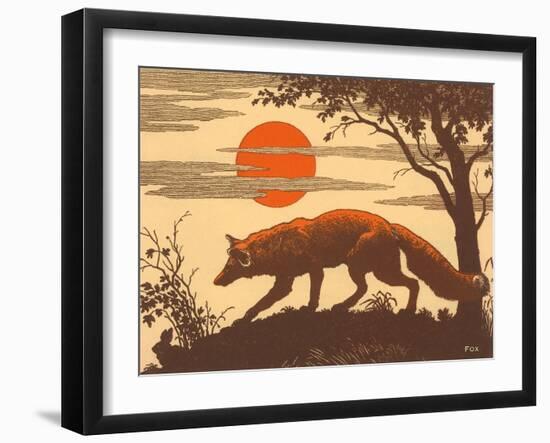 Woodcut of Fox-null-Framed Art Print