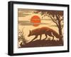 Woodcut of Fox-null-Framed Art Print