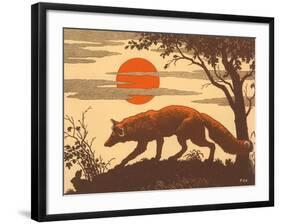 Woodcut of Fox-null-Framed Art Print