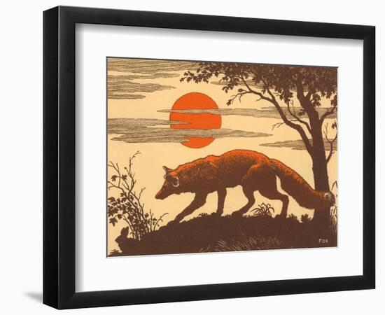 Woodcut of Fox-null-Framed Art Print