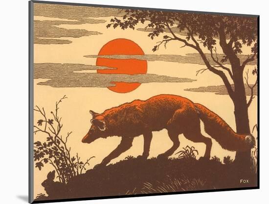 Woodcut of Fox-null-Mounted Art Print