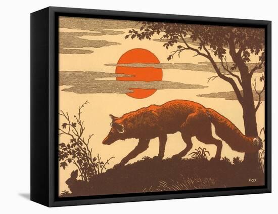 Woodcut of Fox-null-Framed Stretched Canvas