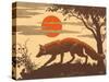 Woodcut of Fox-null-Stretched Canvas