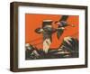 Woodcut of Geese-null-Framed Art Print