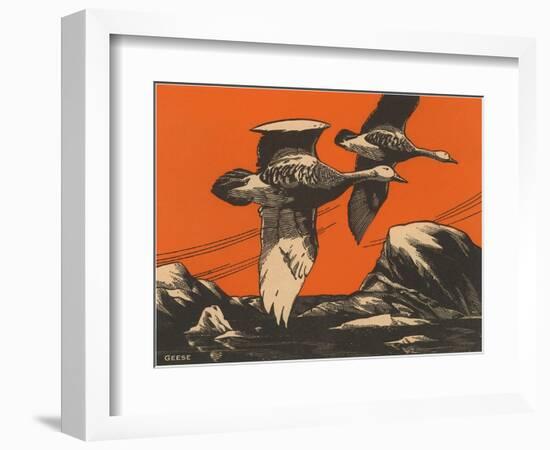 Woodcut of Geese-null-Framed Art Print