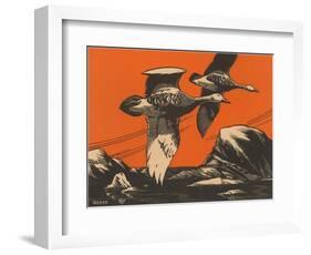 Woodcut of Geese-null-Framed Art Print