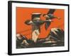 Woodcut of Geese-null-Framed Art Print