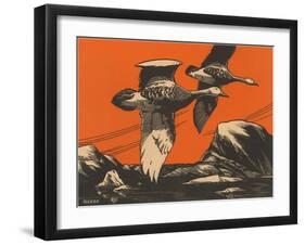 Woodcut of Geese-null-Framed Art Print