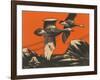 Woodcut of Geese-null-Framed Art Print