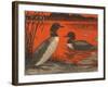 Woodcut of Loons-null-Framed Art Print