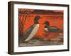 Woodcut of Loons-null-Framed Art Print