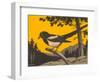 Woodcut of Magpie-null-Framed Art Print