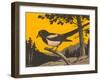 Woodcut of Magpie-null-Framed Art Print