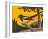 Woodcut of Magpie-null-Framed Art Print