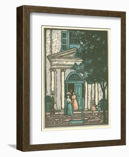 Woodcut of Meeting Hall-null-Framed Giclee Print