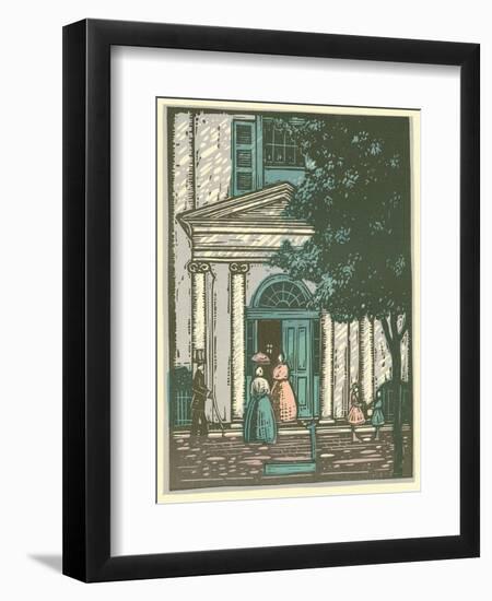 Woodcut of Meeting Hall-null-Framed Giclee Print