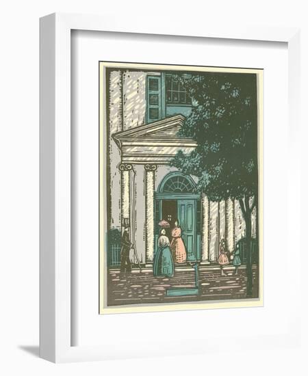 Woodcut of Meeting Hall-null-Framed Giclee Print